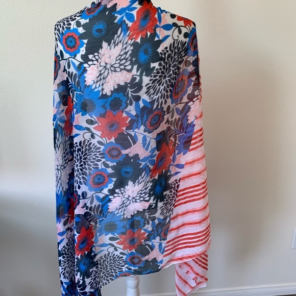 Floral and Striped Multicolor Scarf - Picture 3 of 9